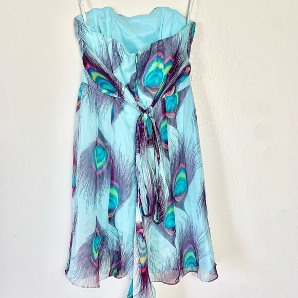 NWT Nanette Lepore Peacock Shirred Strapless Dress Size 2 - Picture 3 of 8
